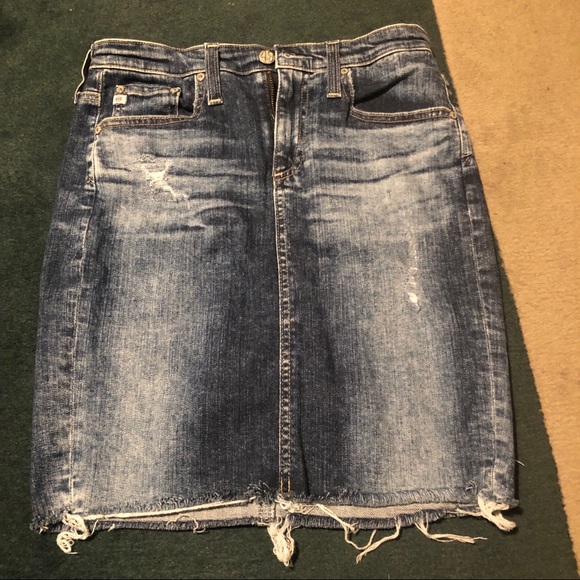 AG Trendy Frayed distressed pencil denim skirt 26R Ready For Fall - Picture 1 of 9